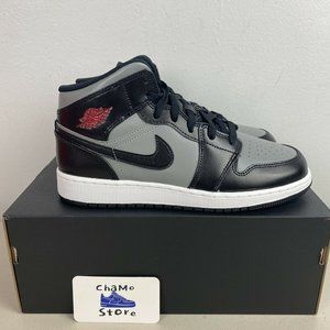 NIke Air Jordan 1 Mid GS 'Shadow Red' Black Grey
